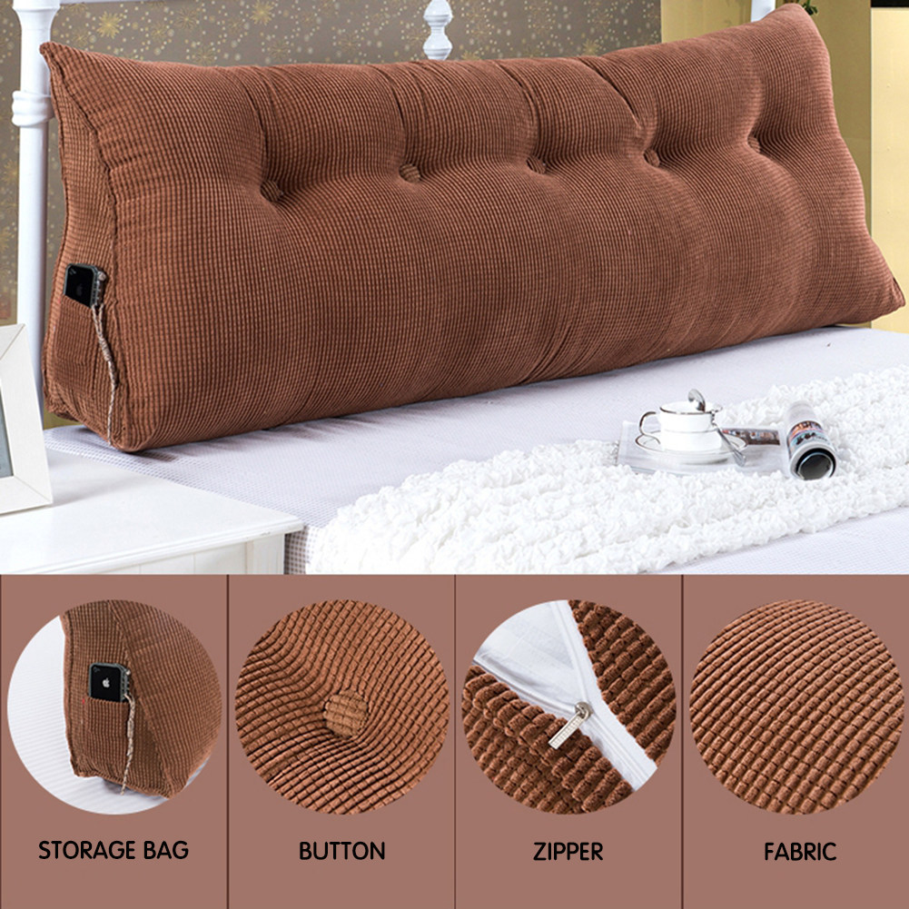 Leather Bed Headboard Pillow for Adult,Soft Reading Pillow Long Bed Rest  Cushion Large Backrest with Detachable Cover for Watching