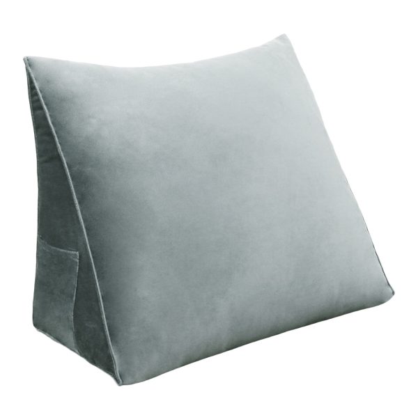 Balus Large Triangular Headboard with Side Pockets, Velvet Bolster Pillow Headboard, Bed Back Pillow with Removable Cover, Headboard Backrest Support